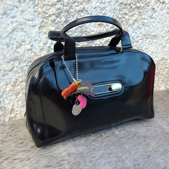 Mazzini patent leather top handle satchel bag, from Italy - Picture 2 of 12